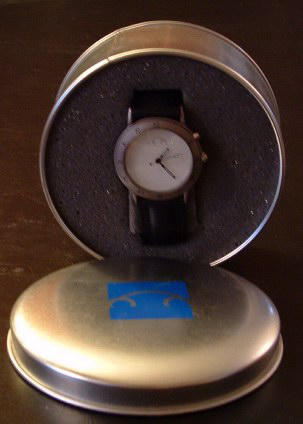 Boutique items included this watch with the NB logo.